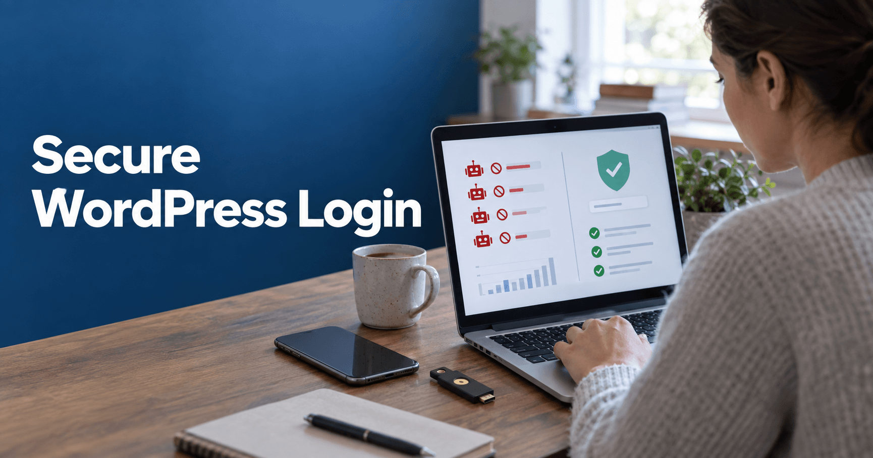 Website administrator reviewing blocked bot attempts under the title Secure WordPress Login