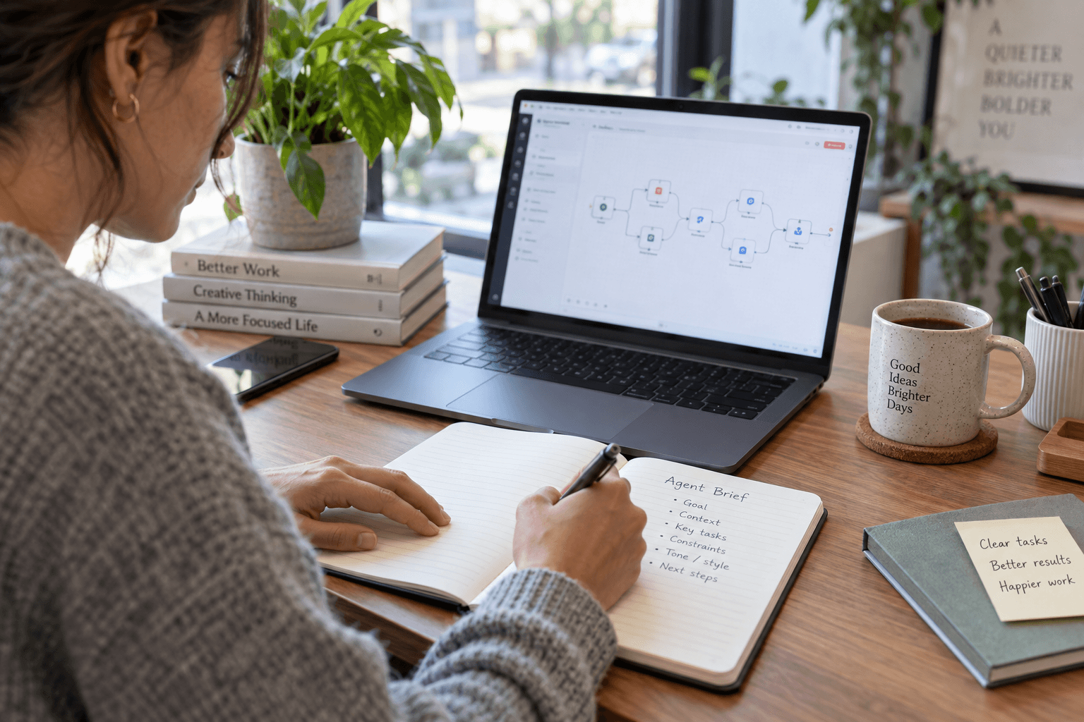 Operations specialist preparing an automation task brief.