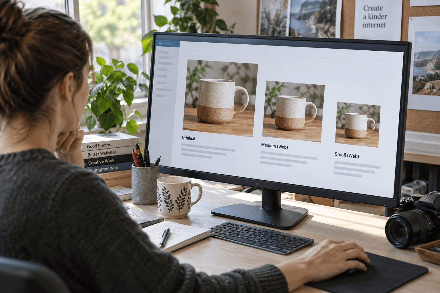 Editor comparing processed versions of a website image.